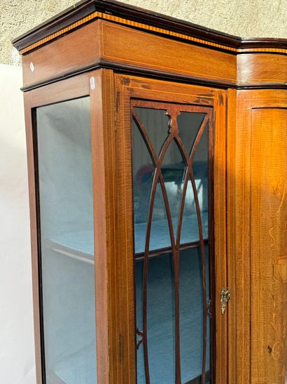Vitrine galbée en placage de bois exotique,...