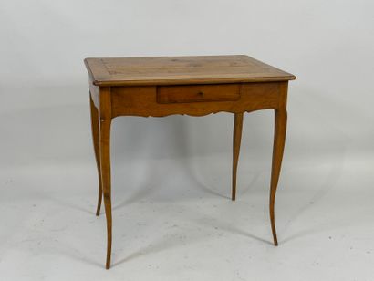 Cherry wood writing table opening with one...