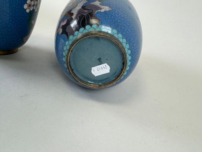 ASIE, XXe.
Paire de vases en bronze et émaux...
