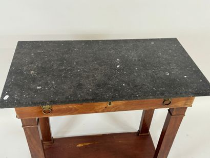 Mahogany veneered console, opening with a...