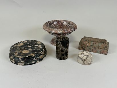 Various marble elements including pedestals,...