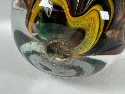 Boule sulfure presse-papier en verre coloré...