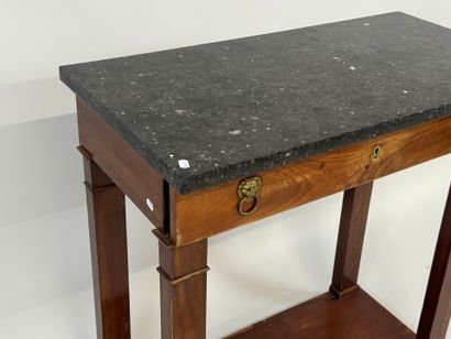 Mahogany veneered console, opening with a...