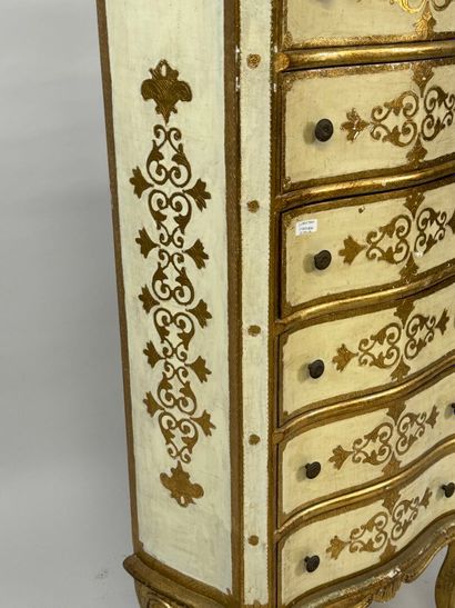 Lacquered and gilded wood chiffonier opening...