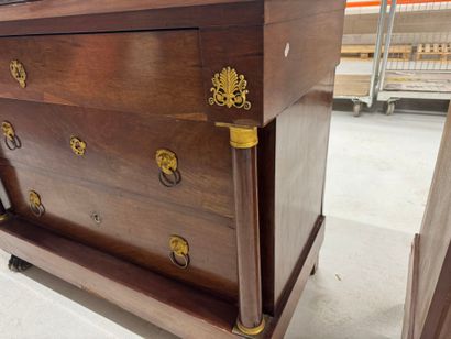 Mahogany veneered chest of drawers with detached...