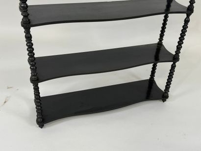 Wall-mounted shelf in blackened wood with...