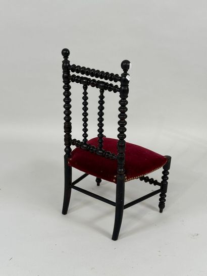 Small blackened and turned wood child's chair,...