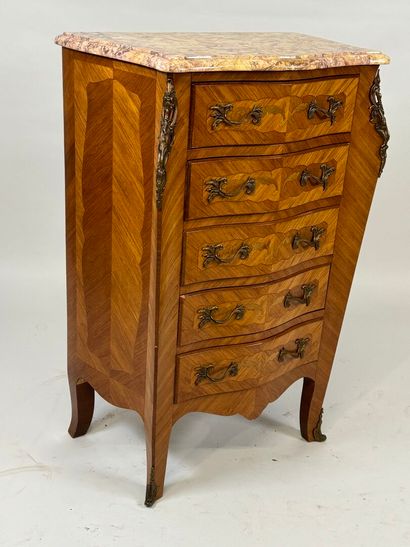Wood and veneer chiffonier opening with five...