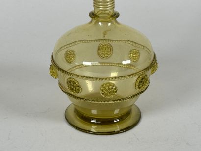 Vase in colored glass with applied stylized...