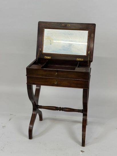 Woodworker opening with a drawer and a flap,...