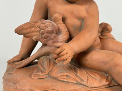 ROCH (20th).
Child and bird.
Terracotta subject...