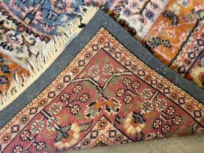 Tapis en laine nouée main à feuillage sur...