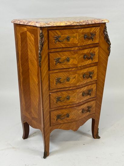 Wood and veneer chiffonier opening with five...