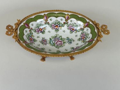 Ceramic bowl with two handles, polychrome...