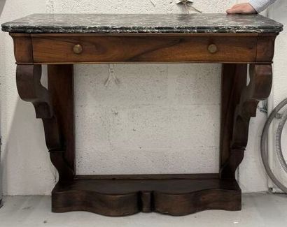 Wood and veneer console table opening with...