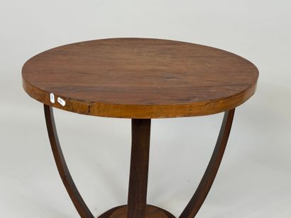 Guéridon circulaire en bois et placage de...