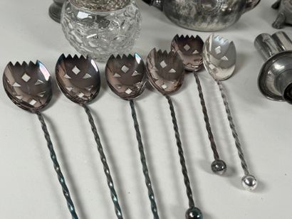 A pewter, metal and crystal set comprising...