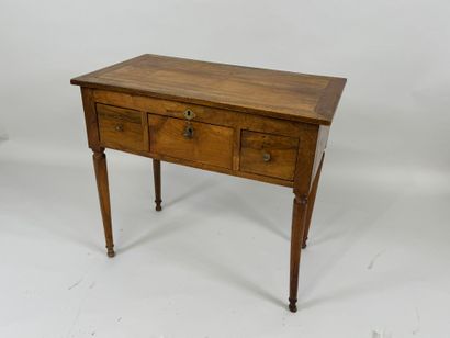Small flap desk in wood and veneer opening...
