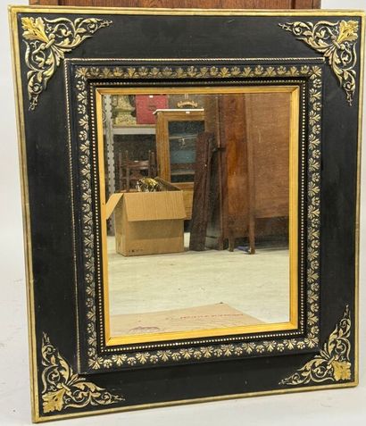 Rectangular mirror in blackened wood and...