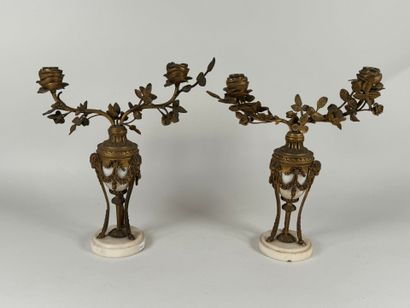 Pair of gilt bronze and chased cassolettes...