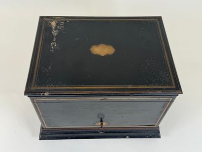 Liqueur cellar in blackened wood and brass...
