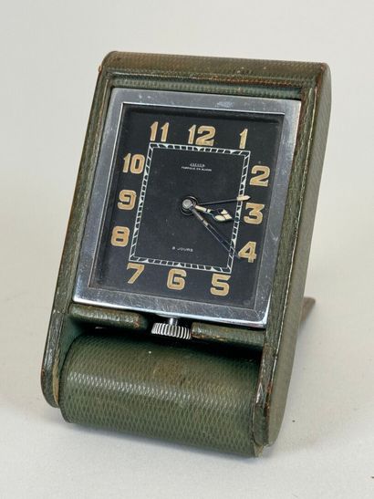 JAEGER.
Small travel alarm clock in green...