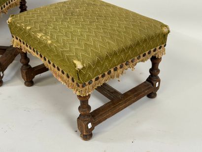 Bench seat and footrest in turned and molded...
