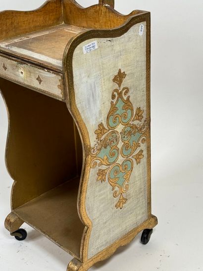 Small bedside table in gilded wood with stylized...