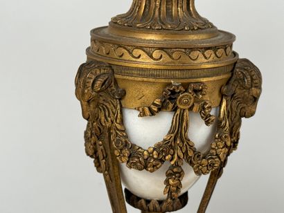 Pair of gilt bronze and chased cassolettes...