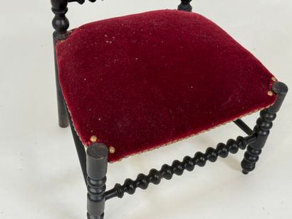 Small blackened and turned wood child's chair,...