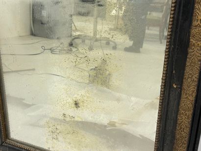 Rectangular glass in wood and stucco gilded,...