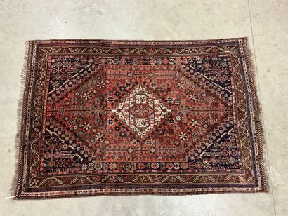 Oriental hand-knotted wool rug with stylized...