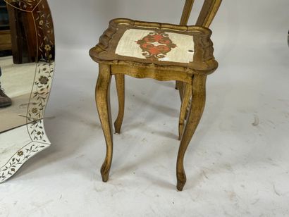 Molded, lacquered and gilded wood lot including...
