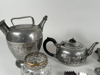 A pewter, metal and crystal set comprising...