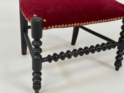 Small blackened and turned wood child's chair,...