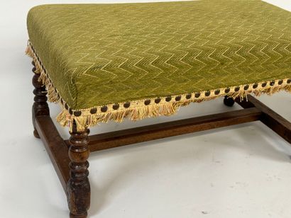 Bench seat and footrest in turned and molded...