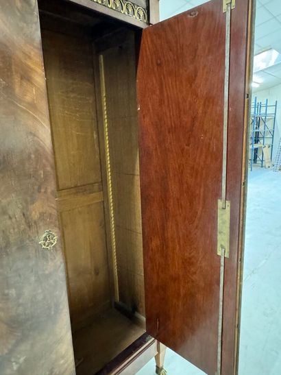 Mahogany veneered cabinet opening with two...