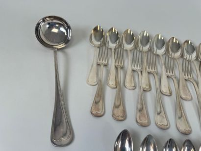 Part of a silver-plated menagère, net pattern,...