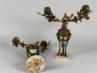 Pair of gilt bronze and chased cassolettes...