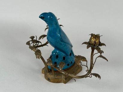 Bronze wall sconce with two light arms, decorated...