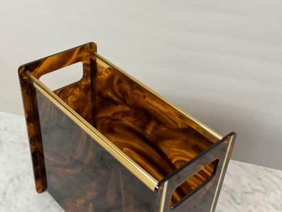 Small magazine rack in imitation tortoiseshell...
