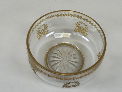 Circular crystal bowl enhanced with gold...