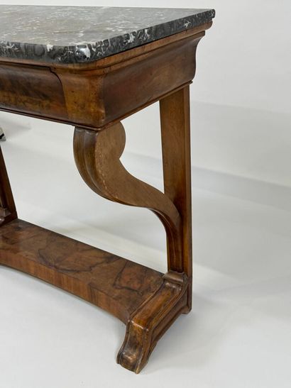 Wood and veneer console table opening with...