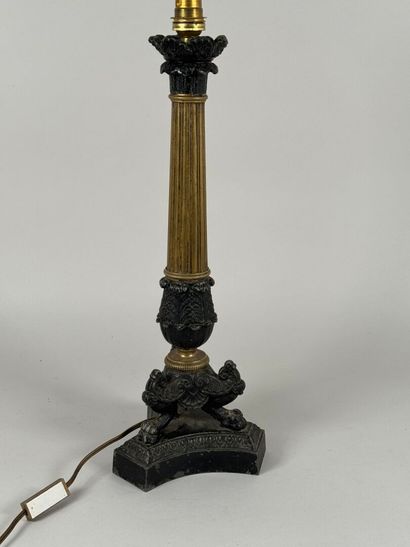 Regula and brass tripod torch, fluted shaft,...