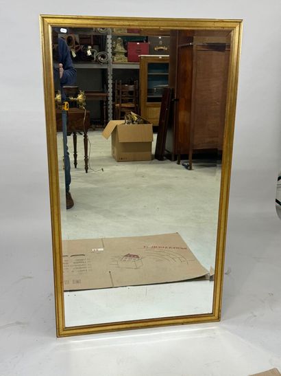 Rectangular mirror in wood and gilded stucco,...