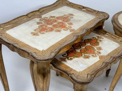 Set comprising two nesting tables and a circular...