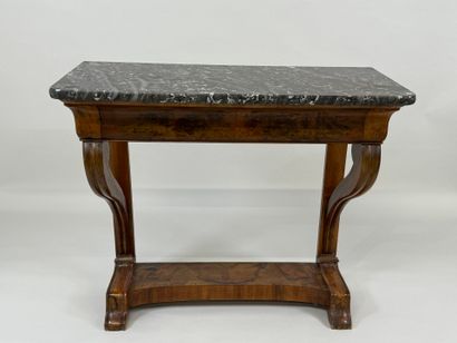 Wood and veneer console table opening with...