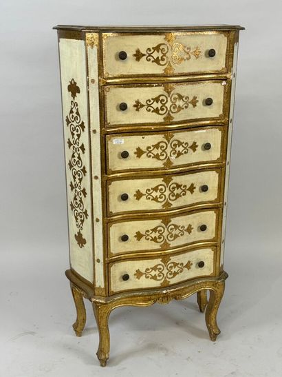 Lacquered and gilded wood chiffonier opening...
