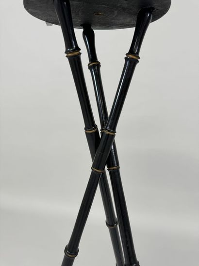 Pair of tripod pot holders in turned and...