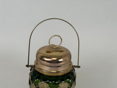 Musical cookie bucket in green colored glass,...